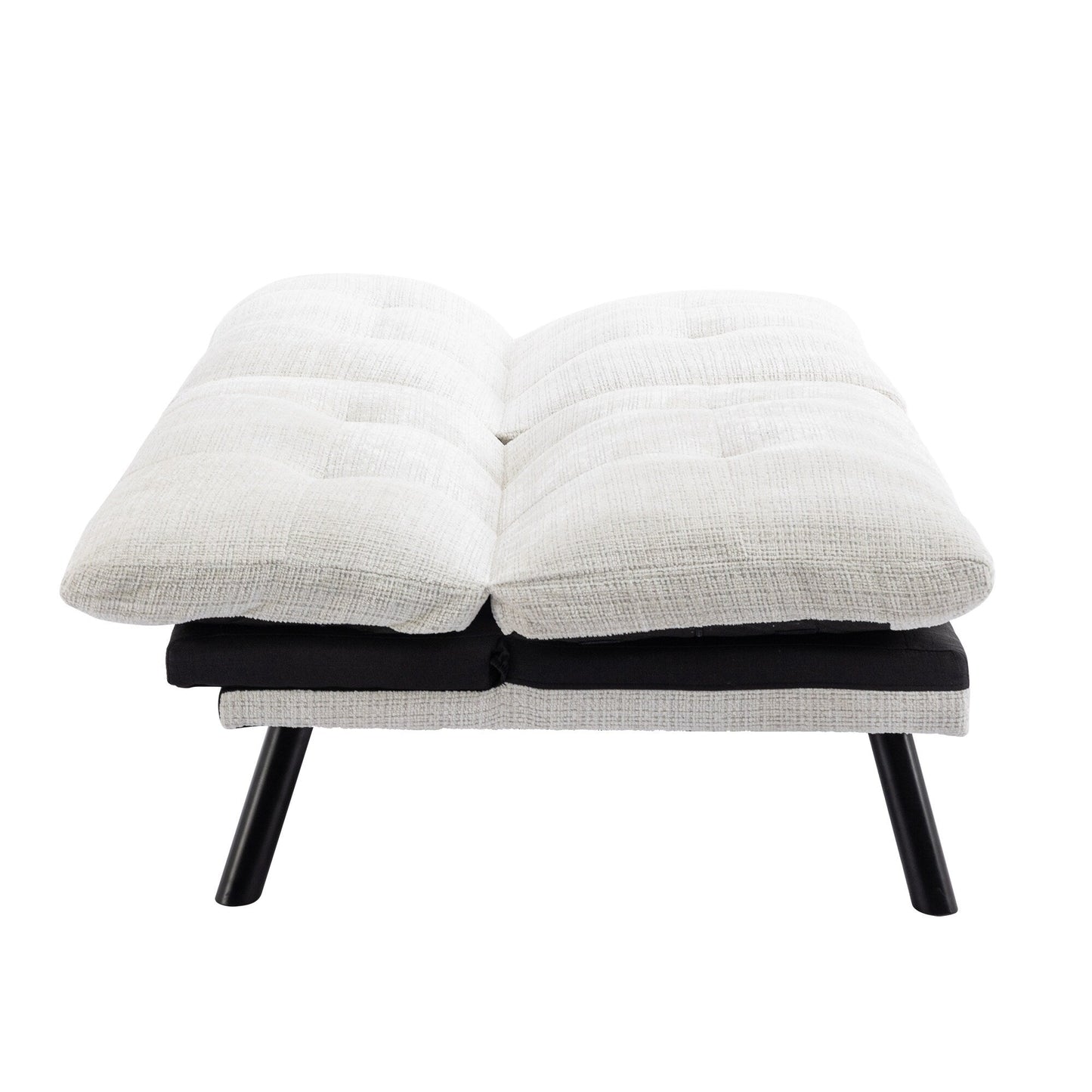 Canapé-lit futon convertible en chenille blanc crème