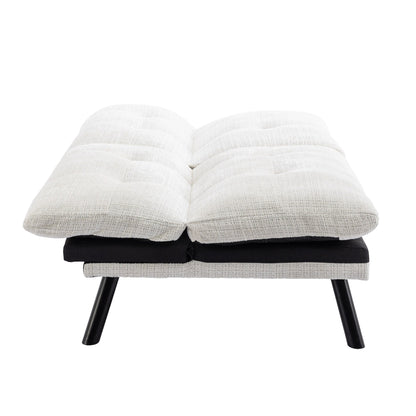 Canapé-lit futon convertible en chenille blanc crème