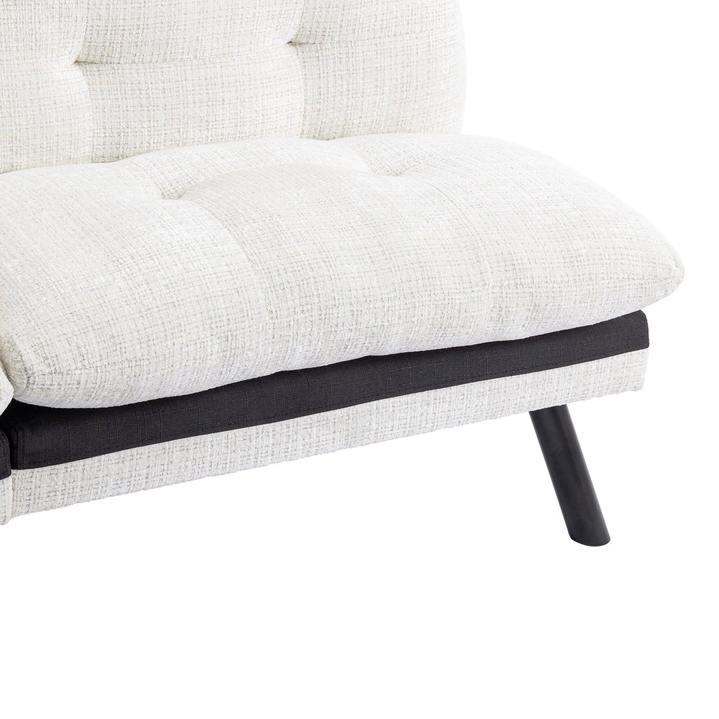 Canapé-lit futon convertible en chenille blanc crème