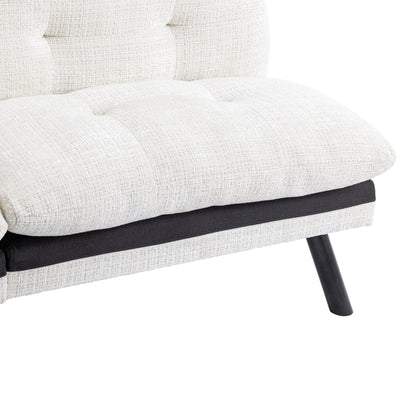 Canapé-lit futon convertible en chenille blanc crème