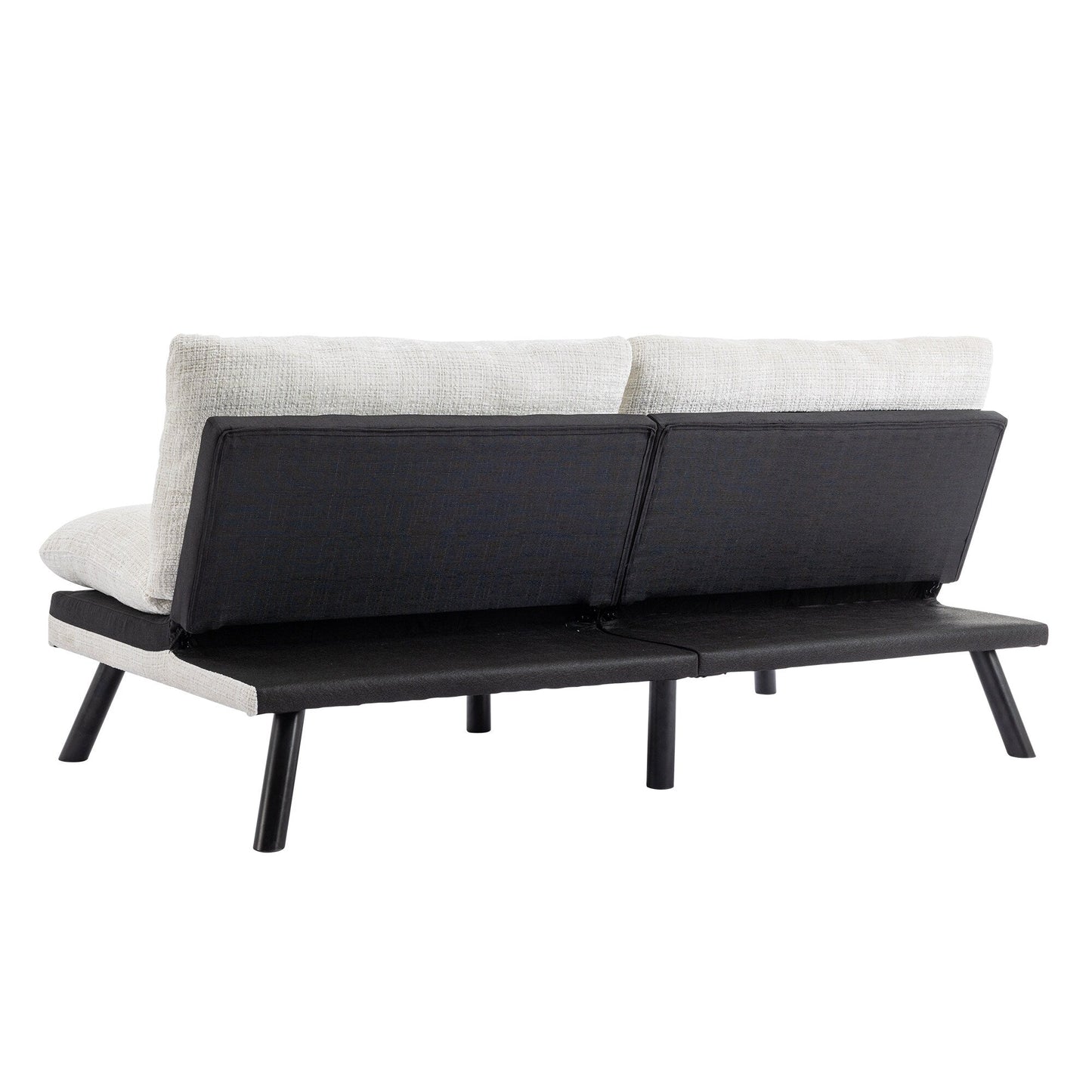 Canapé-lit futon convertible en chenille blanc crème
