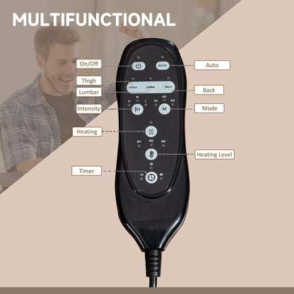 Fauteuil de bureau inclinable et massant pivotant à 360° en microfibre blanc crème avec massage par vibration, chauffage, repose-pieds et hauteur réglable