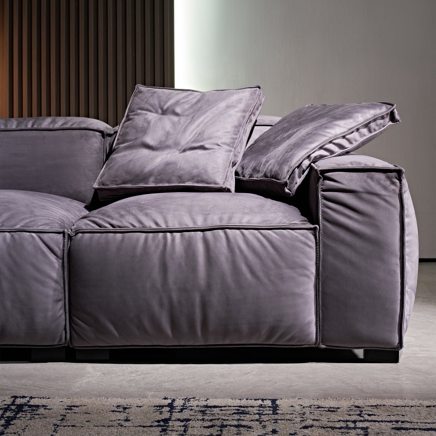 Canapé carré Masha en velours de 110 pouces, quatre places, pour le salon, canapé-lit