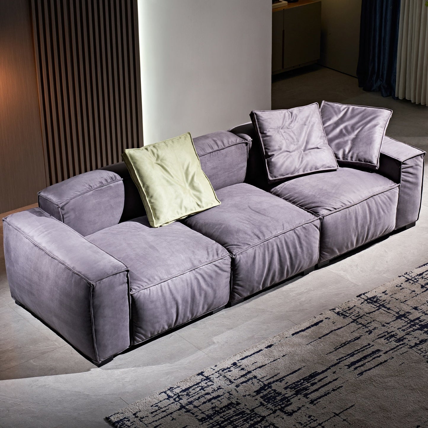 Canapé carré Masha en velours de 110 pouces, quatre places, pour le salon, canapé-lit