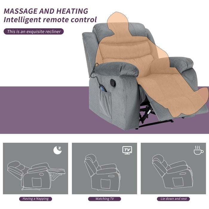 Fauteuil de massage rembourré avec fonction chauffante
