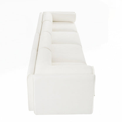 Canapé en chenille avec dossier et accoudoirs cylindriques et siège de rangement