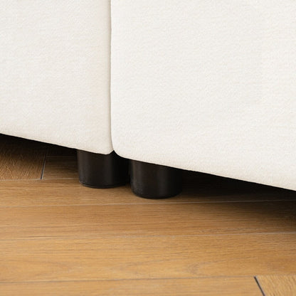 Canapé en chenille avec dossier et accoudoirs cylindriques et siège de rangement