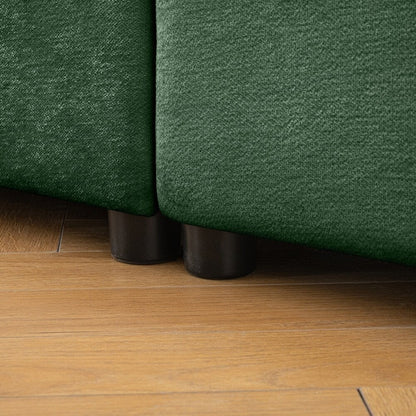 Canapé en chenille avec dossier et accoudoirs cylindriques et siège de rangement