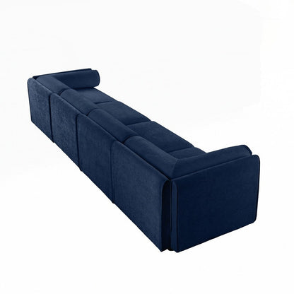 Canapé en chenille avec dossier et accoudoirs cylindriques et siège de rangement