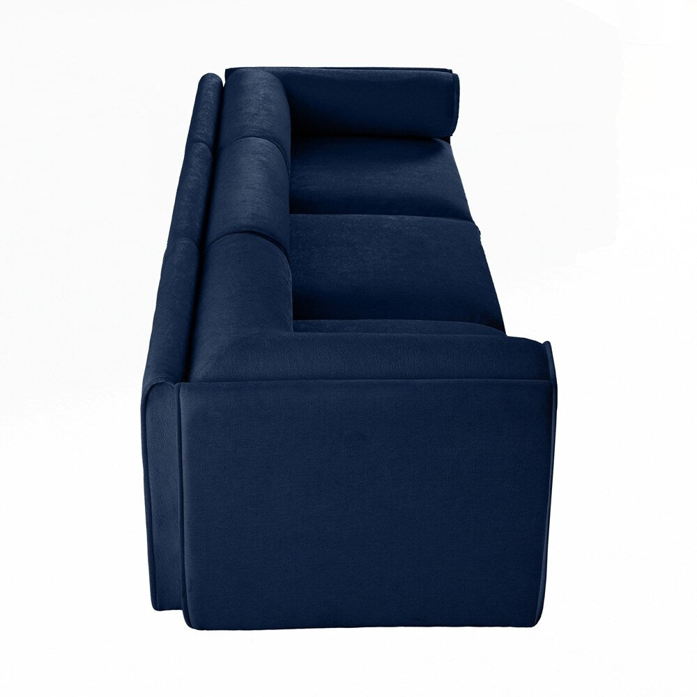 Canapé en chenille avec dossier et accoudoirs cylindriques et siège de rangement