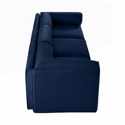 Canapé en chenille avec dossier et accoudoirs cylindriques et siège de rangement