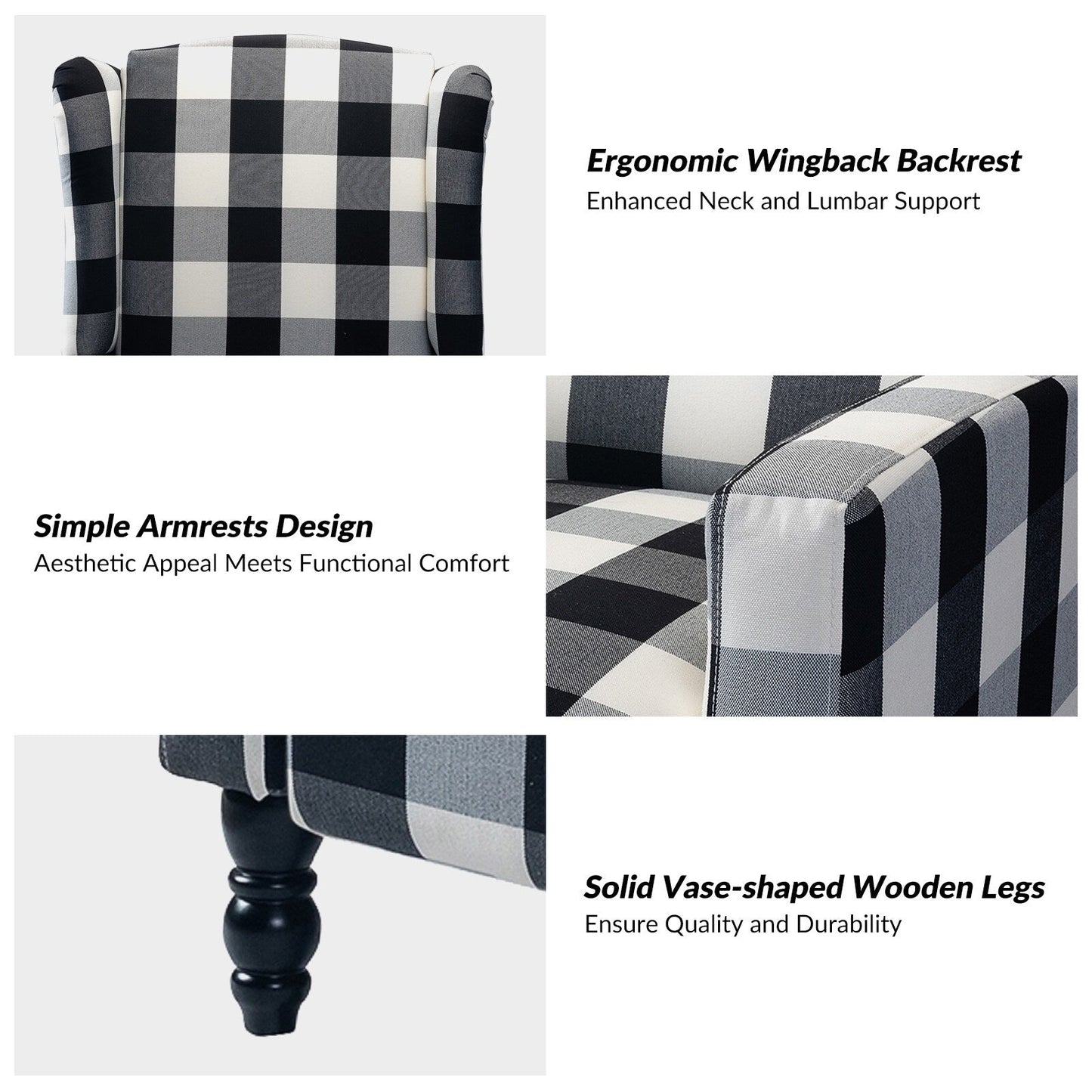 Fauteuil inclinable manuel Damaris de style milieu de siècle avec dossier à oreilles, lot de 2 par HULALA HOME