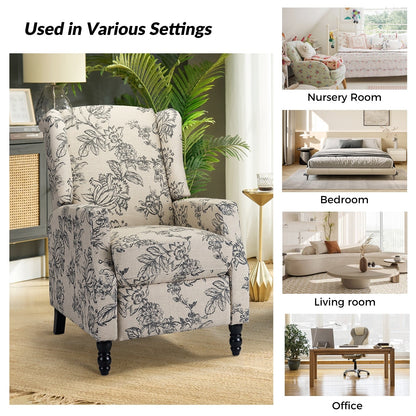 Fauteuil inclinable manuel Damaris de style milieu de siècle avec dossier à oreilles, lot de 2 par HULALA HOME