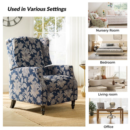 Fauteuil inclinable manuel Damaris de style milieu de siècle avec dossier à oreilles, lot de 2 par HULALA HOME