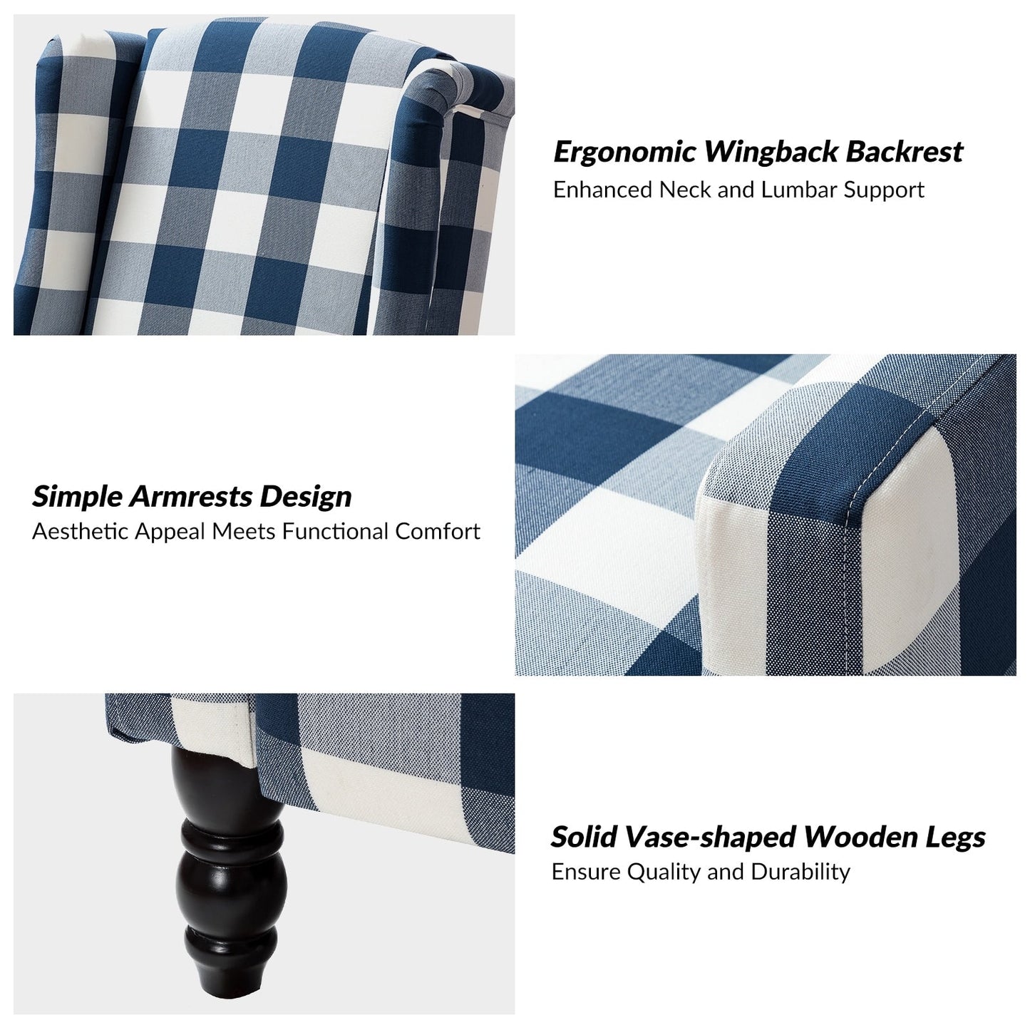 Fauteuil inclinable manuel Damaris de style milieu de siècle avec dossier à oreilles, lot de 2 par HULALA HOME