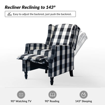 Fauteuil inclinable manuel Damaris de style milieu de siècle avec dossier à oreilles, lot de 2 par HULALA HOME