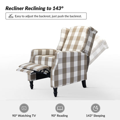 Fauteuil inclinable manuel Damaris de style milieu de siècle avec dossier à oreilles, lot de 2 par HULALA HOME