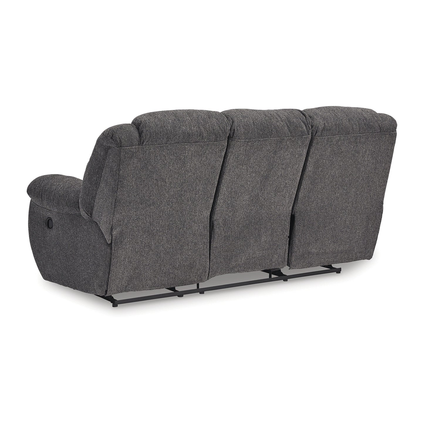 Canapé inclinable manuel Dane, polyester gris, accoudoirs coussinés, 220 cm