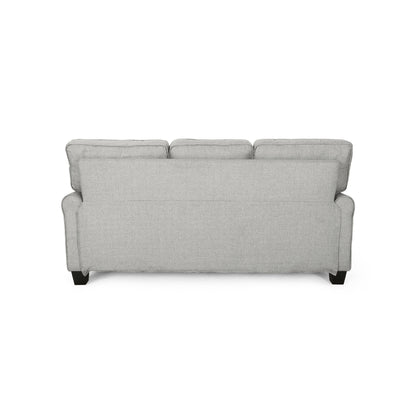 Canapé 3 places Danny, tissu gris clair moderne et sièges moelleux, 76 pouces
