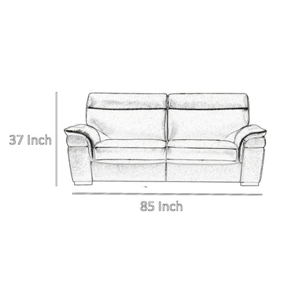 Canapé Danny, cuir italien gris clair, coussins en mousse, pieds en bois, 215 cm