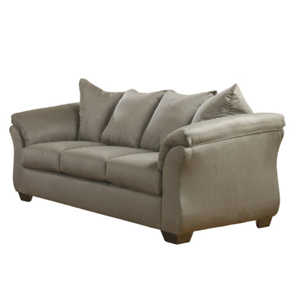 Canapé Dari, polyester gris pavé, accoudoirs en mousse, 226 cm