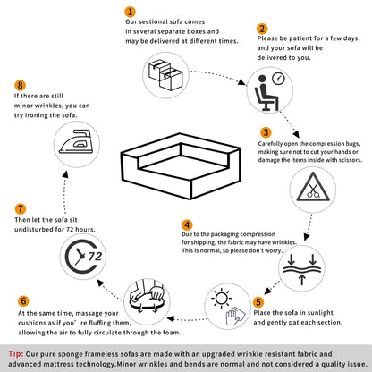 Canapé 3 places minimaliste bleu foncé avec rembourrage en mousse haute densité