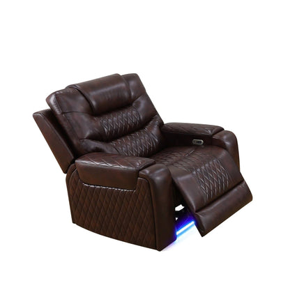 Fauteuil inclinable en cuir respirant marron foncé