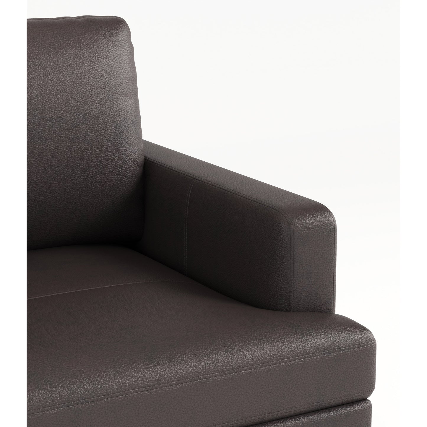 Canapé 3 places en cuir véritable marron foncé avec chargeur USB