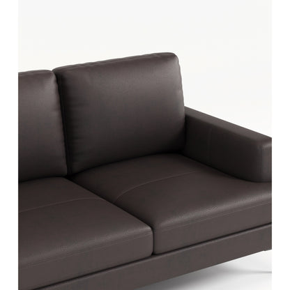 Canapé 3 places de luxe en cuir véritable marron foncé 77 avec chargeur USB pour le salon