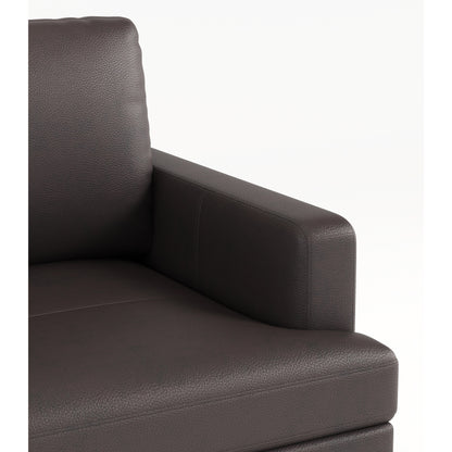 Canapé 3 places de luxe en cuir véritable marron foncé 77 avec chargeur USB pour le salon