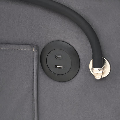 Canapé-lit simple convertible gris foncé avec port de chargement USB