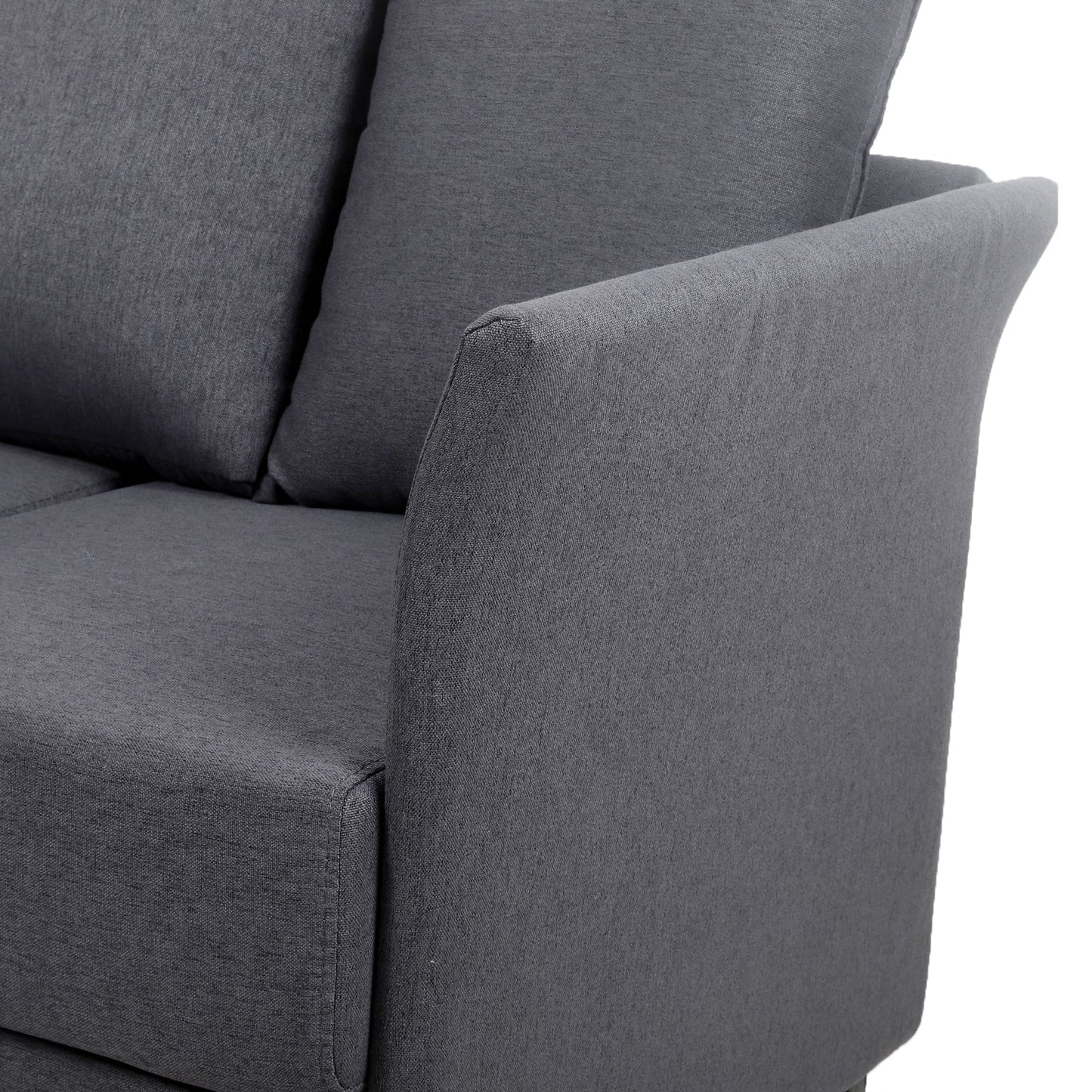 Canapé 3 places amovible en lin gris foncé avec structure en métal