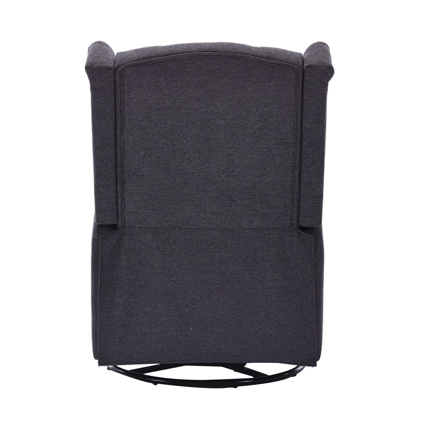 Fauteuil inclinable manuel pivotant à 360° en lin gris foncé avec dossier capitonné et repose-pieds pour salon et chambre