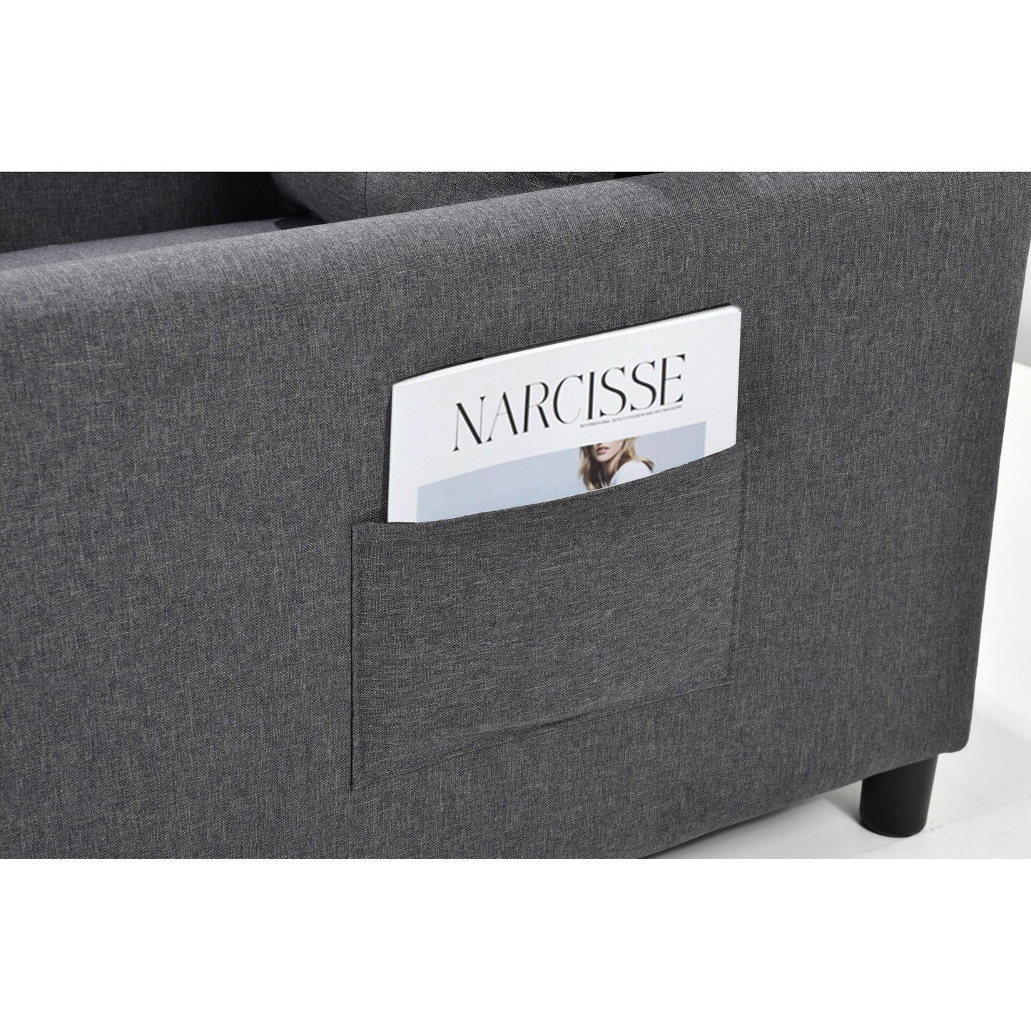 Canapé-lit convertible 3 en 1 gris foncé moderne de 27,5 pouces avec dossier réglable et oreiller pour le salon