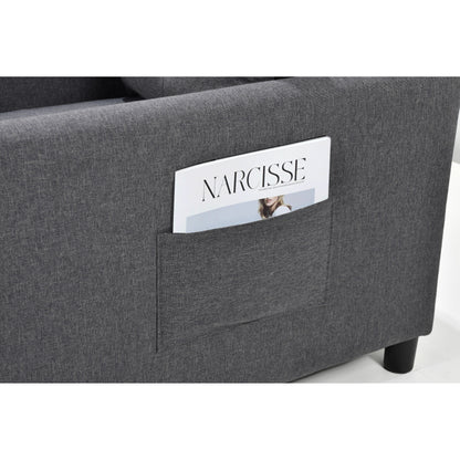 Canapé-lit convertible 3 en 1 gris foncé moderne de 27,5 pouces avec dossier réglable et oreiller pour le salon