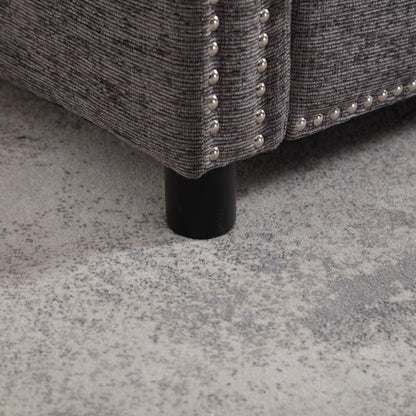 Canapé causeuse gris foncé moderne 52,36 pouces en chenille avec poche et clous pour le salon