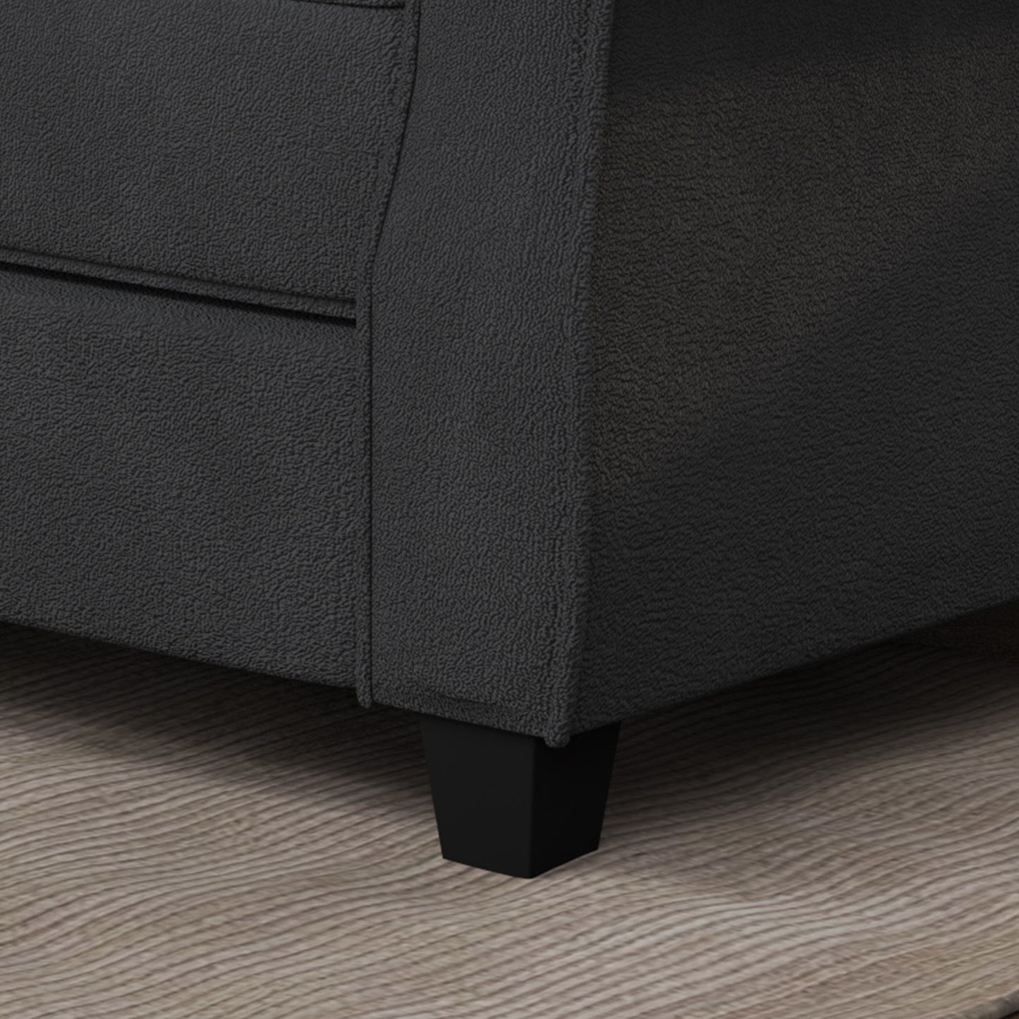 Canapé causeuse moderne gris foncé 56,3" avec accoudoirs ronds et cadre en bois massif pour le salon