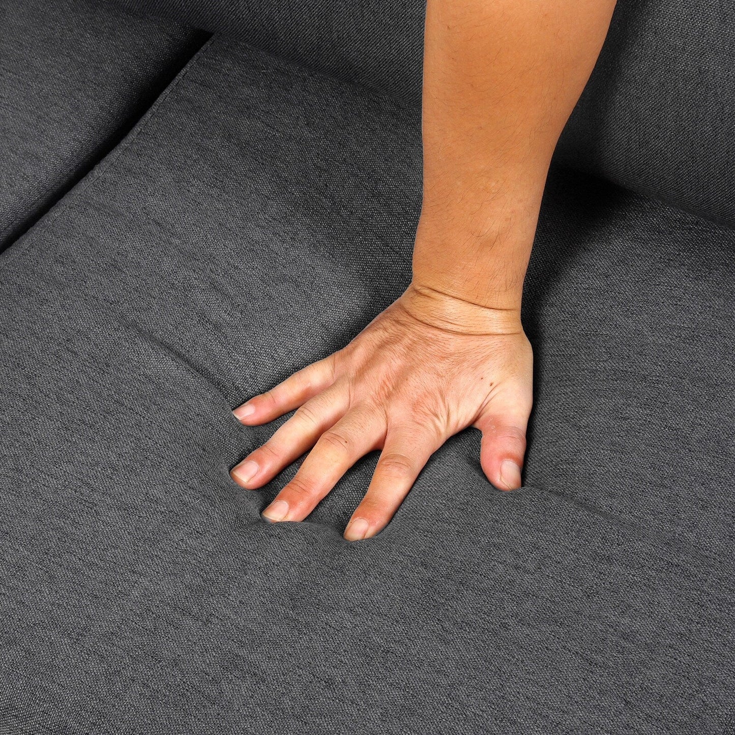 Canapé 3 places moderne gris foncé en lin 65,55 $ avec structure en métal et coussins pour le salon