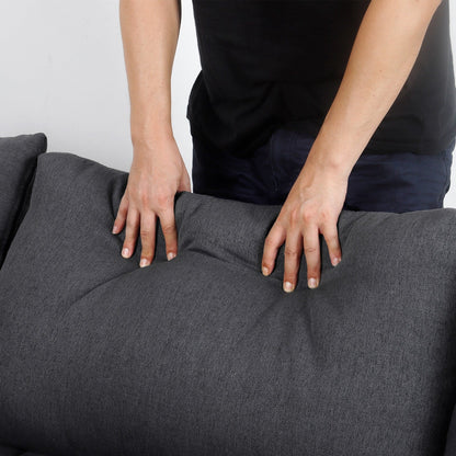 Canapé 3 places moderne gris foncé en lin 65,55 $ avec structure en métal et coussins pour le salon