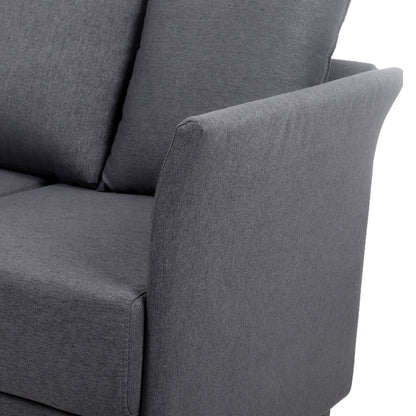 Canapé 3 places moderne gris foncé en lin 65,55 $ avec structure en métal et coussins pour le salon