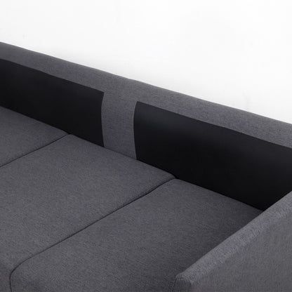 Canapé 3 places moderne gris foncé en lin 65,55 $ avec structure en métal et coussins pour le salon