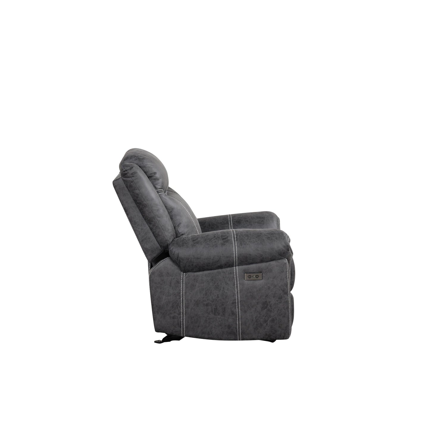 Fauteuil inclinable électrique en microfibre polie gris foncé