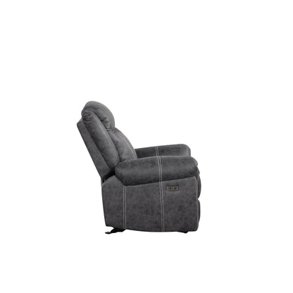 Fauteuil inclinable électrique en microfibre polie gris foncé