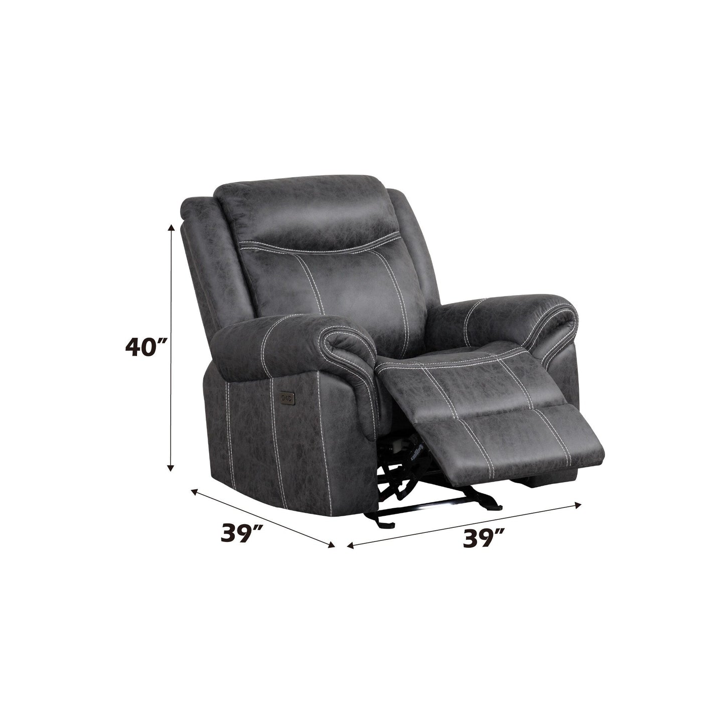 Fauteuil inclinable électrique en microfibre polie gris foncé