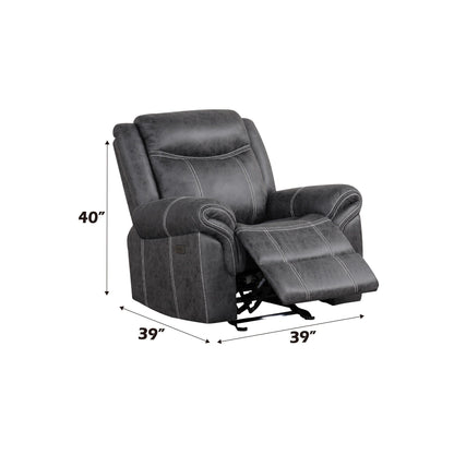 Fauteuil inclinable électrique en microfibre polie gris foncé