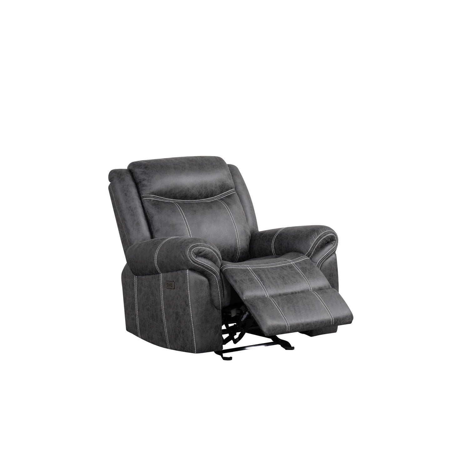 Fauteuil inclinable électrique en microfibre polie gris foncé