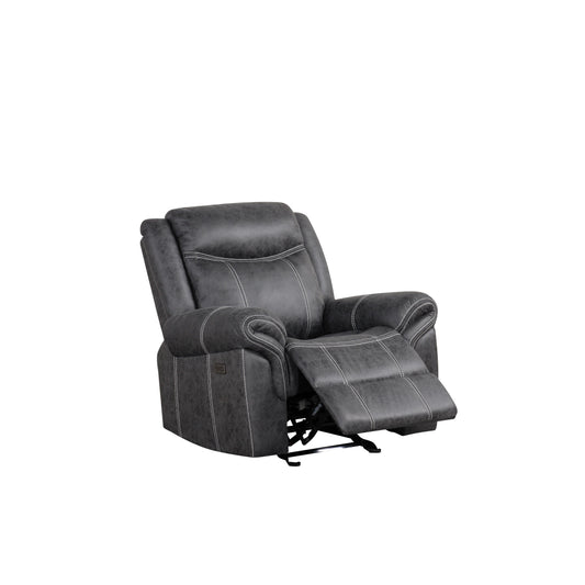 Fauteuil inclinable électrique en microfibre polie gris foncé