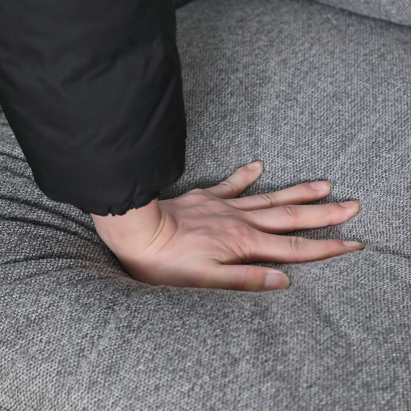 Canapé 3 places en chenille douce gris foncé avec structure en bois massif - 34,40 x 84,60 x 33,85