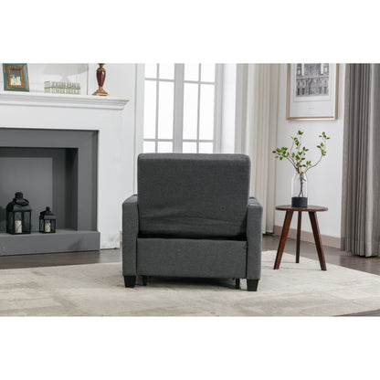 Canapé convertible 3 en 1 en lin gris foncé 68.12 avec ports USB et tissu résistant à l'usure pour le salon