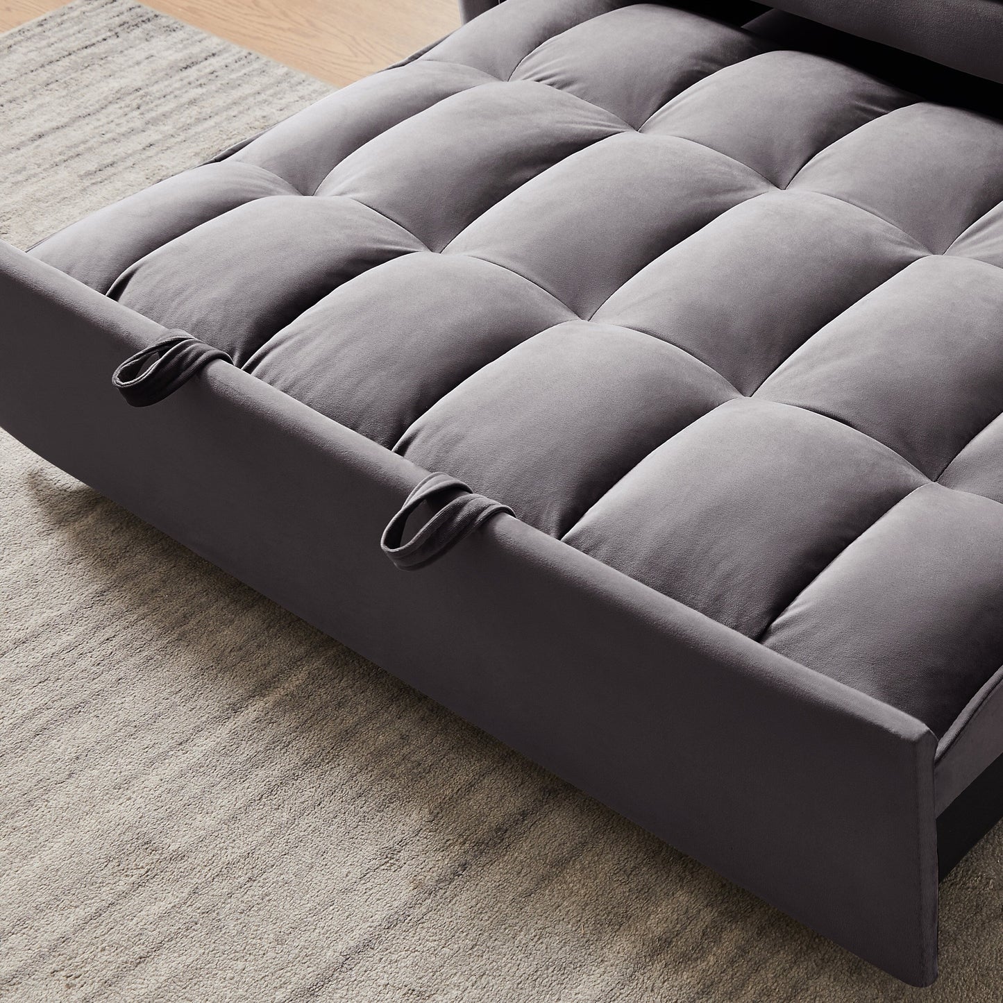 Canapé-lit gris foncé avec sac de rangement